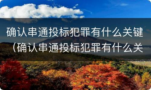 确认串通投标犯罪有什么关键（确认串通投标犯罪有什么关键因素）