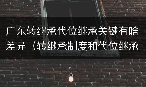 广东转继承代位继承关键有啥差异（转继承制度和代位继承制度可以互相取代对吗）