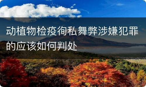 动植物检疫徇私舞弊涉嫌犯罪的应该如何判处