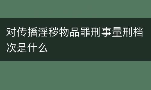 对传播淫秽物品罪刑事量刑档次是什么