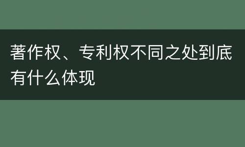 著作权、专利权不同之处到底有什么体现