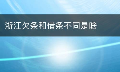浙江欠条和借条不同是啥