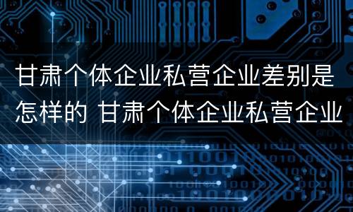 甘肃个体企业私营企业差别是怎样的 甘肃个体企业私营企业差别是怎样的呢