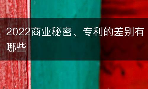 2022商业秘密、专利的差别有哪些