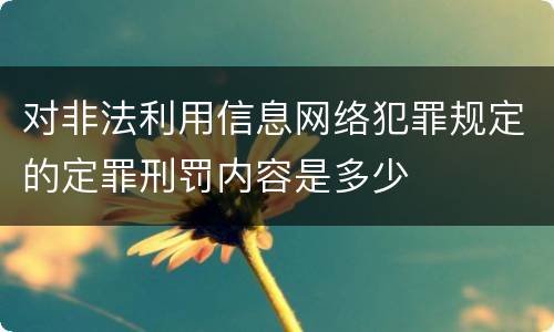 对非法利用信息网络犯罪规定的定罪刑罚内容是多少