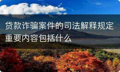 贷款诈骗案件的司法解释规定重要内容包括什么