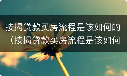 按揭贷款买房流程是该如何的（按揭贷款买房流程是该如何的手续）