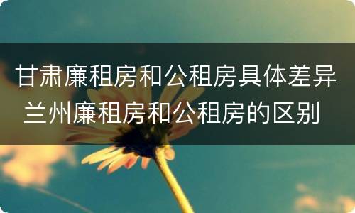 甘肃廉租房和公租房具体差异 兰州廉租房和公租房的区别