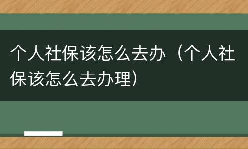 个人社保该怎么去办（个人社保该怎么去办理）