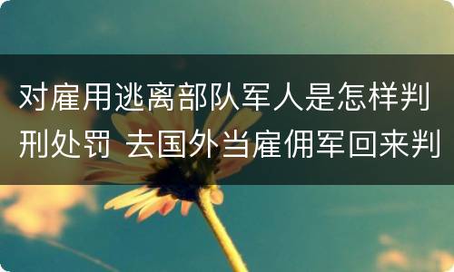 对雇用逃离部队军人是怎样判刑处罚 去国外当雇佣军回来判刑吗