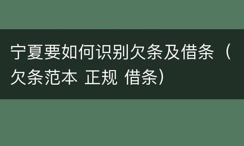 宁夏要如何识别欠条及借条（欠条范本 正规 借条）