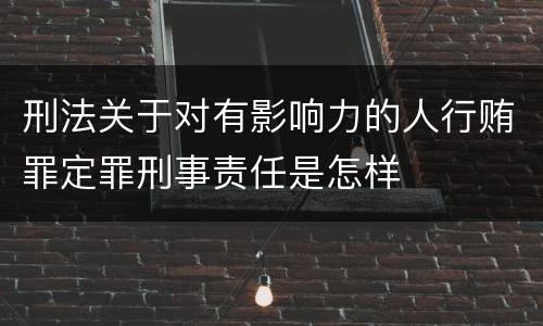 刑法关于对有影响力的人行贿罪定罪刑事责任是怎样