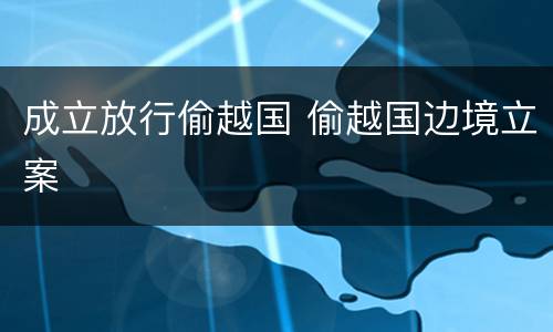 成立放行偷越国 偷越国边境立案
