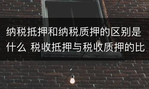 纳税抵押和纳税质押的区别是什么 税收抵押与税收质押的比较