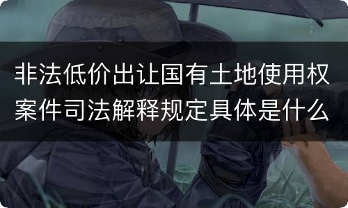 非法低价出让国有土地使用权案件司法解释规定具体是什么重要内容
