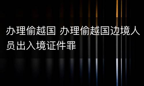办理偷越国 办理偷越国边境人员出入境证件罪