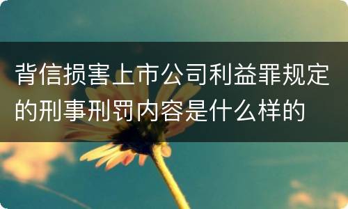 背信损害上市公司利益罪规定的刑事刑罚内容是什么样的