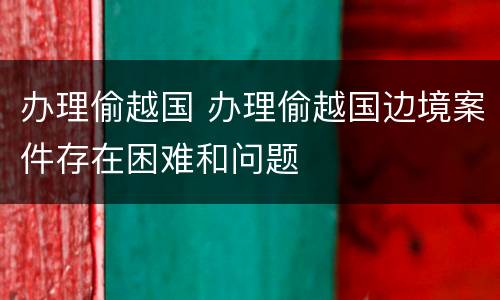 办理偷越国 办理偷越国边境案件存在困难和问题