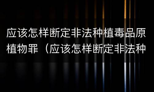 应该怎样断定非法种植毒品原植物罪（应该怎样断定非法种植毒品原植物罪名）