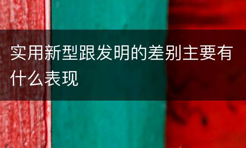 实用新型跟发明的差别主要有什么表现