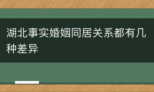 湖北事实婚姻同居关系都有几种差异