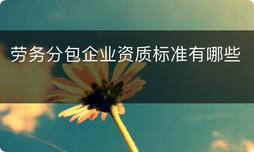 劳务分包企业资质标准有哪些