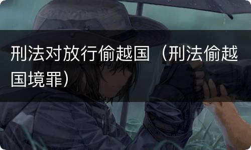 刑法对放行偷越国（刑法偷越国境罪）