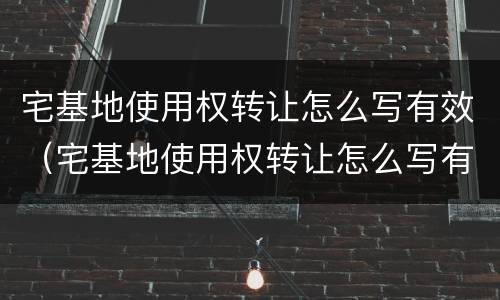 宅基地使用权转让怎么写有效（宅基地使用权转让怎么写有效证明）