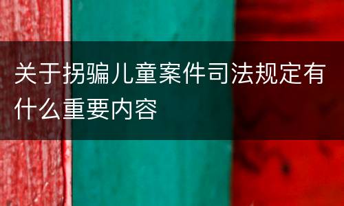 关于拐骗儿童案件司法规定有什么重要内容