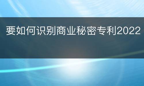 要如何识别商业秘密专利2022