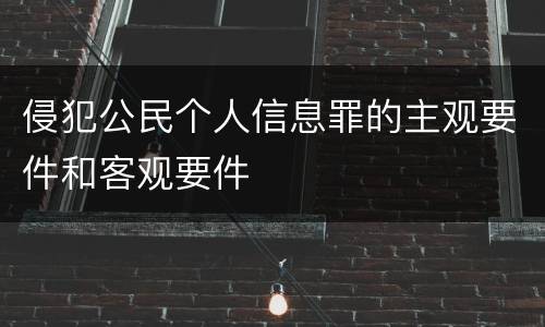 侵犯公民个人信息罪的主观要件和客观要件