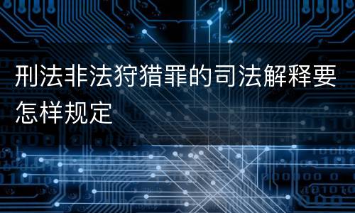 刑法非法狩猎罪的司法解释要怎样规定