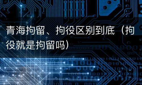 青海拘留、拘役区别到底（拘役就是拘留吗）