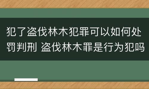 犯了盗伐林木犯罪可以如何处罚判刑 盗伐林木罪是行为犯吗