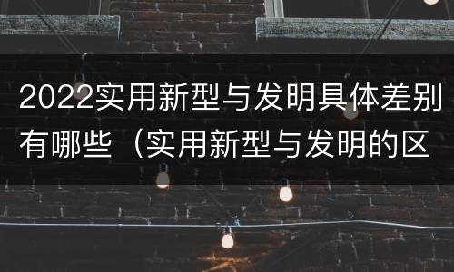 2022实用新型与发明具体差别有哪些（实用新型与发明的区别有哪些）