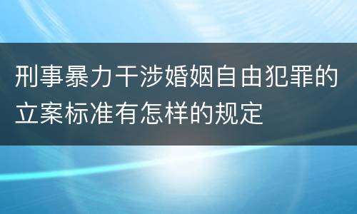 刑事暴力干涉婚姻自由犯罪的立案标准有怎样的规定