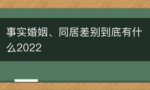 事实婚姻、同居差别到底有什么2022