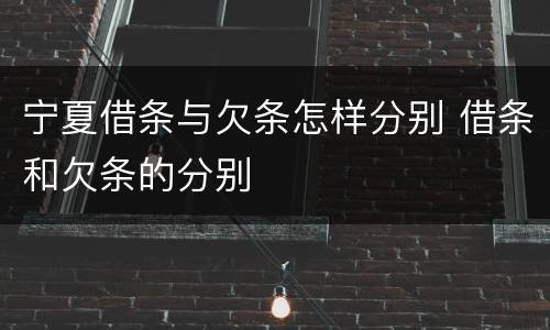 宁夏借条与欠条怎样分别 借条和欠条的分别
