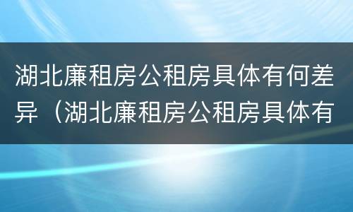 湖北廉租房公租房具体有何差异（湖北廉租房公租房具体有何差异呢）