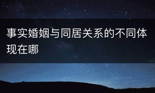 事实婚姻与同居关系的不同体现在哪
