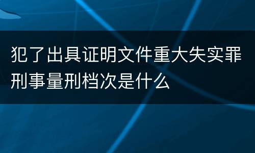 犯了出具证明文件重大失实罪刑事量刑档次是什么