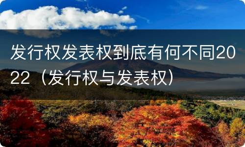 发行权发表权到底有何不同2022（发行权与发表权）