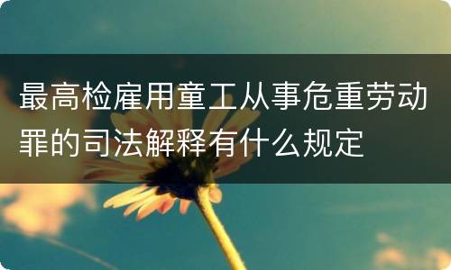 最高检雇用童工从事危重劳动罪的司法解释有什么规定