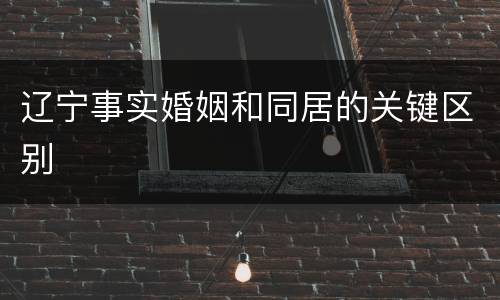 辽宁事实婚姻和同居的关键区别