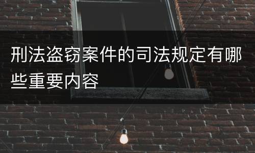 刑法盗窃案件的司法规定有哪些重要内容