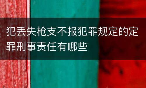 犯丢失枪支不报犯罪规定的定罪刑事责任有哪些