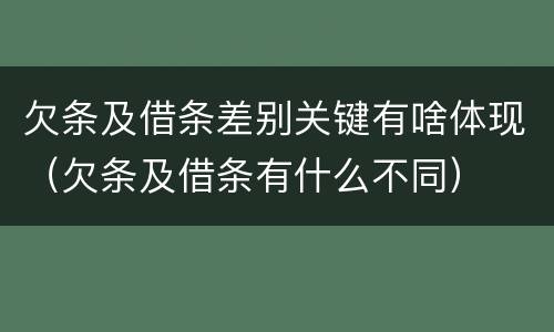 欠条及借条差别关键有啥体现（欠条及借条有什么不同）