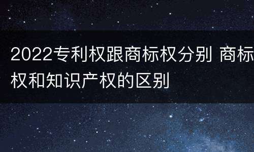 2022专利权跟商标权分别 商标权和知识产权的区别