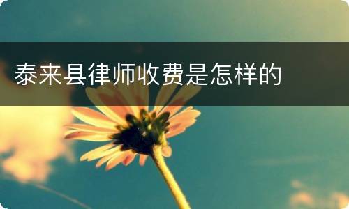 泰来县律师收费是怎样的