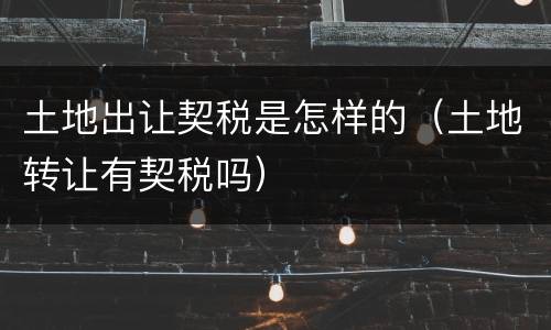土地出让契税是怎样的（土地转让有契税吗）